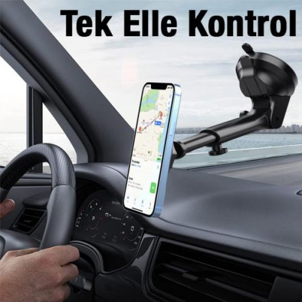 Coofbe Teleskopik Magsafe İphone 14 14 Pro Max Araç Tutucu Torpido Üzeri Araç Tutucu Ön Cam Araç Tutucu Vakumlu - 2
