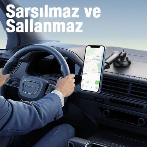 Coofbe Teleskopik Magsafe İphone 14 14 Pro Max Araç Tutucu Torpido Üzeri Araç Tutucu Ön Cam Araç Tutucu Vakumlu - 3