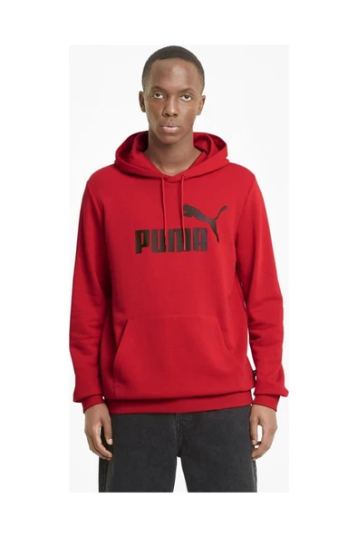 Puma ESS Big Logo Hoodie Erkek Sweatshirt Kırmızı S-XL - 3