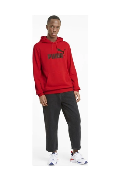 Puma ESS Big Logo Hoodie Erkek Sweatshirt Kırmızı S-XL - 5