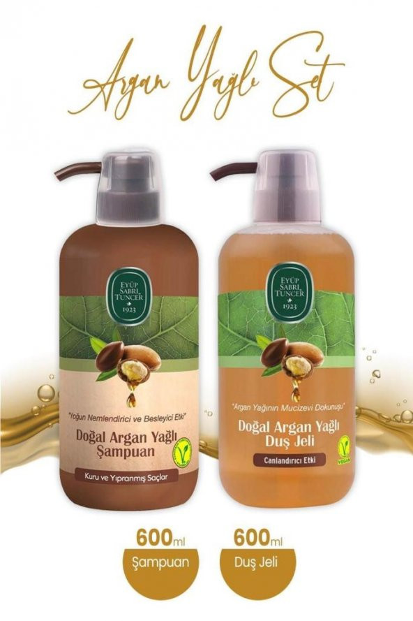 Eyüp Sabri Tuncer Doğal Argan Yağlı Şampuan 600 ml ve Duş Jeli 600 ml - 2