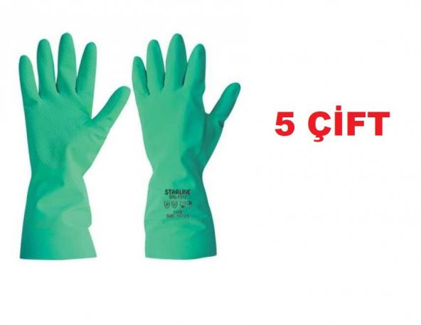 5 Çift Kimyasal Nitril Eldiven Starline Stl-1815 AJKLMNOPT EN 388: 4101X 10-10,5 Beden