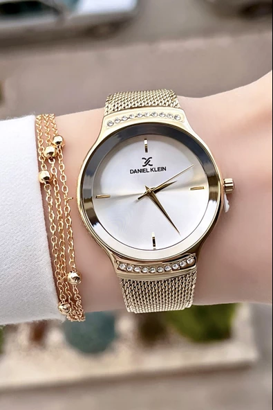 Daniel Klein DKISTE385 Gold Renk Kadın Kol Saati Ve Bileklik - 4