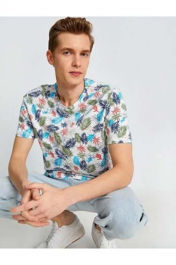 Erkek Giyim Tişört 2sam11121hk Yeşil Desen - Resim 5