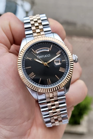 Ferrucci FCISTE100 Rose Gümüş Renk Takvim ve Gün Fonksiyonlu Erkek Kol Saati - 4