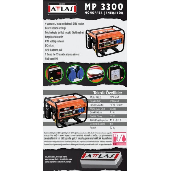Attlas Mp 3300 3 Kva Benzinli Jeneratör 3 kva - 4