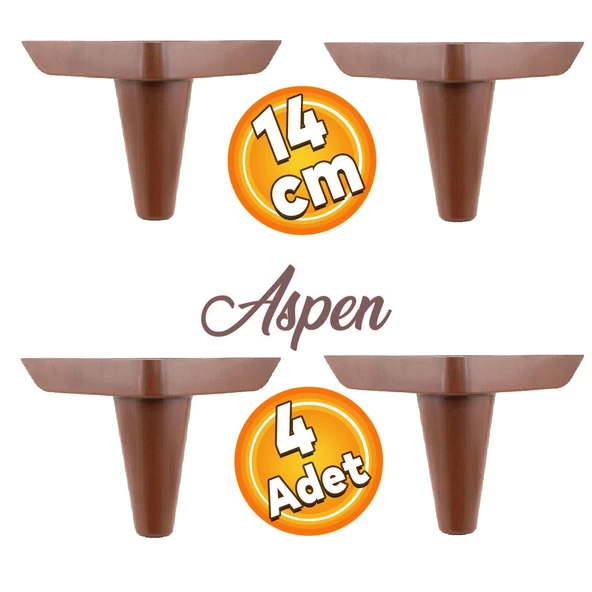 Aspen Lüks Mobilya Kanepe Koltuk Tv Ünitesi Baza Ayağı Ayakları 14 Cm Ahşap Desenli Ayak 4 (ADET)