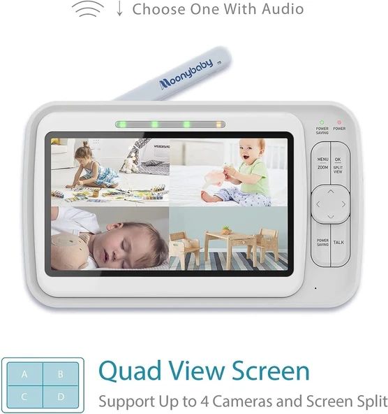 Moonybaby 5" HD Düşük EMF'siz 2 Kameralı Bebek Monitörü - 2