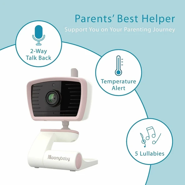 Moonybaby 5" Uzun Menzilli 2 Kameralı Bebek Monitörü, WiFi Gerekmez - 4