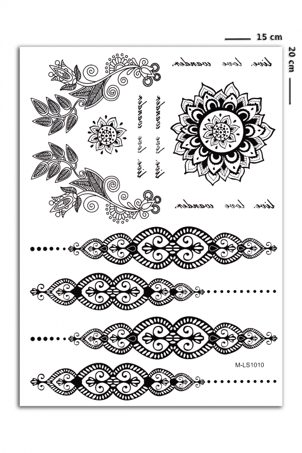 Mehndi Motifli Yazılı Geçici Dövme