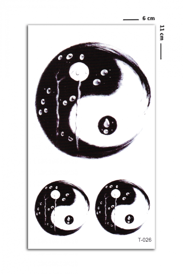 3 Boyutlu Mini Boy YingYang Geçici Dövme