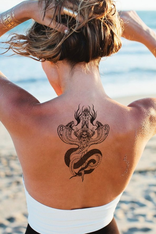 Serpent Unisex Yılan ve Kılıç Dövmesi