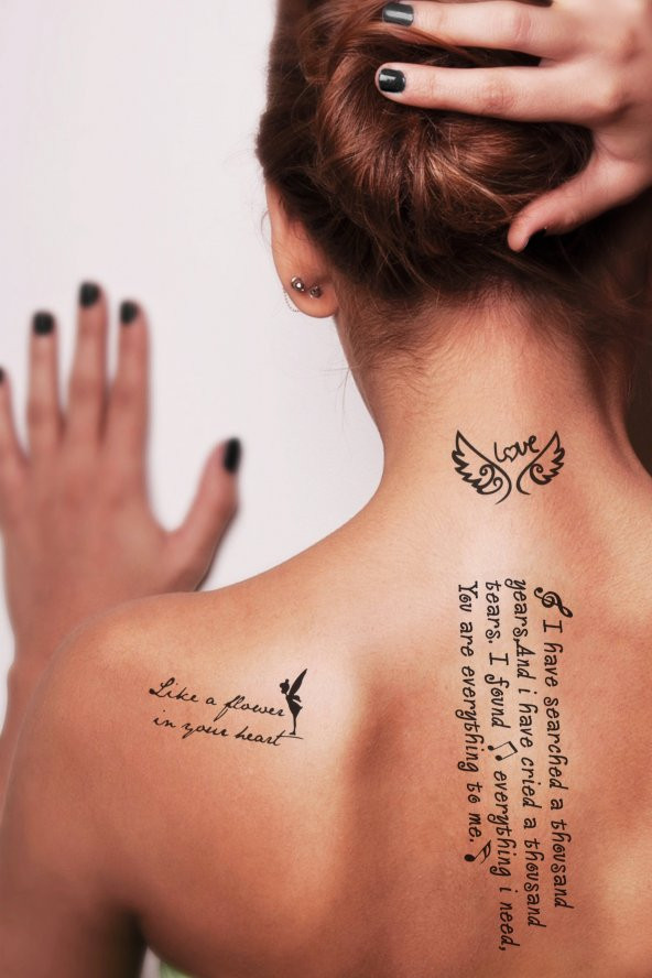 Love Yazılı Karışık Geçici Dövme Tattoo