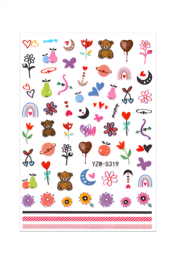 Sevimli Hayvanlar Tırnak Sticker Renkli Çocuk Tırnak Dövmesi