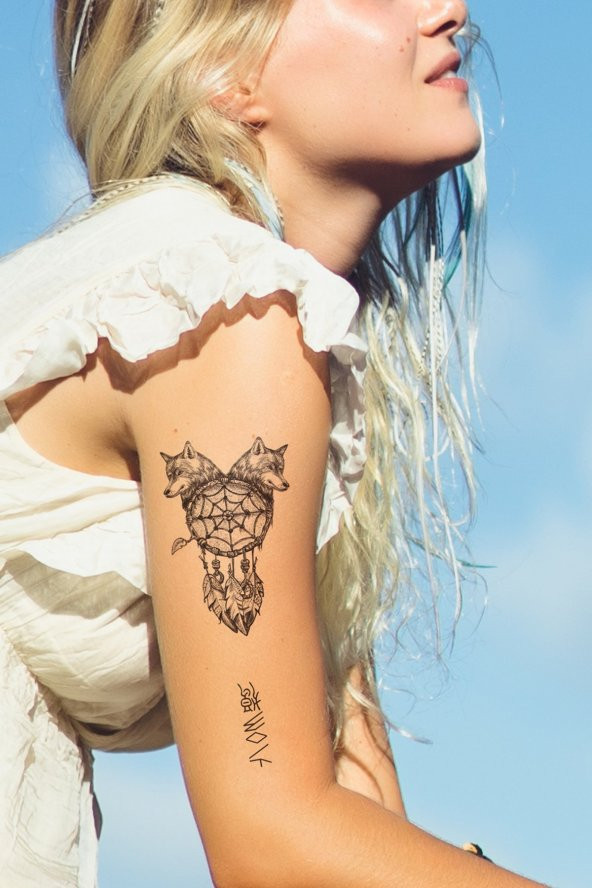 Wolf Unisex Geçici Kurt Dövmesi