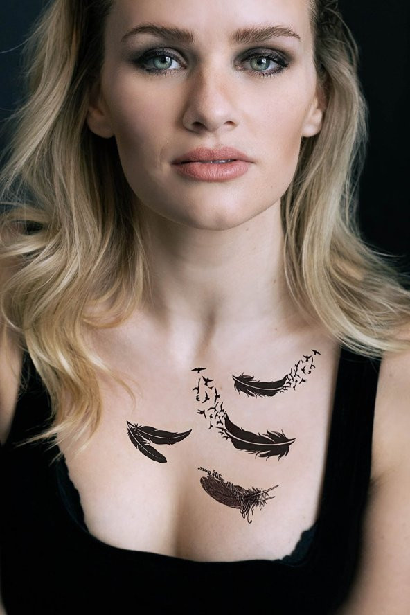 Gerçekçi Kuş Tüyü Geçici Dövme Unisex Tattoo