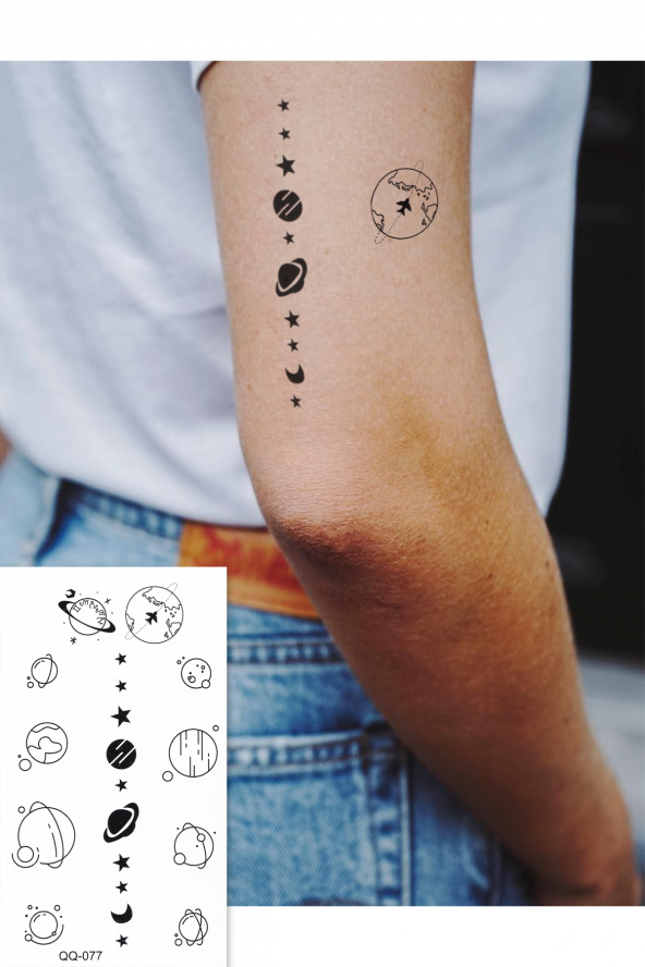 Planets Geçici Dövme Mini Tattoo