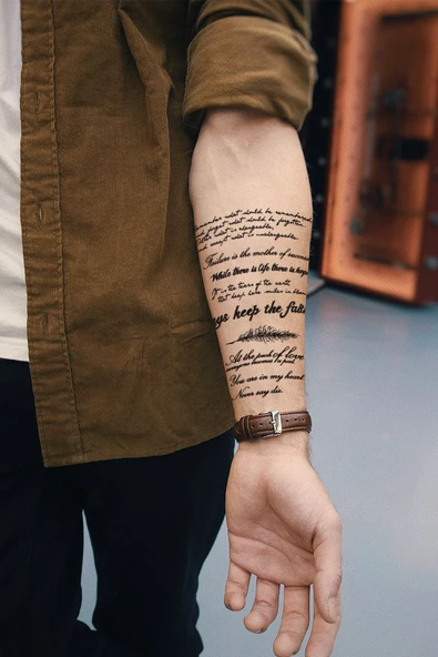 Geçici Dövme Yazı Dövmesi Unisex Tattoo