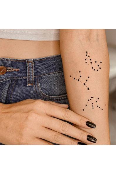 Stellarium Yıldız Haritası Geçici Dövme Minimal Tattoo