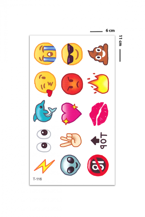 Emojiler Mini Boy Renkli Dövme - 1