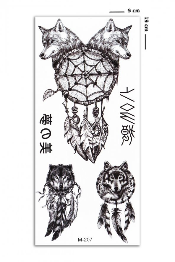 Unisex Dreamcatcher ve Kurt Dövmesi