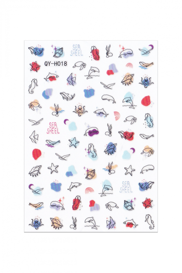 Nautilus Deniz Kabukları Renkli Tırnak Sticker