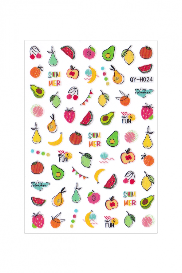 Tutti Frutti Meyve Figürlü Renkli Tırnak Sticker