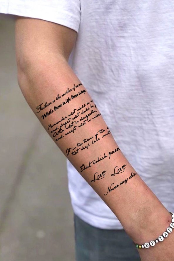 Yazılı Geçici Dövme Unisex Tattoo