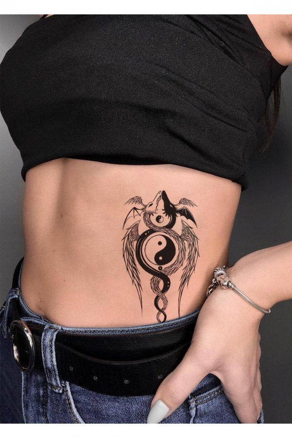 Yin Yang Ejderha Büyük Boy Geçici Dövme