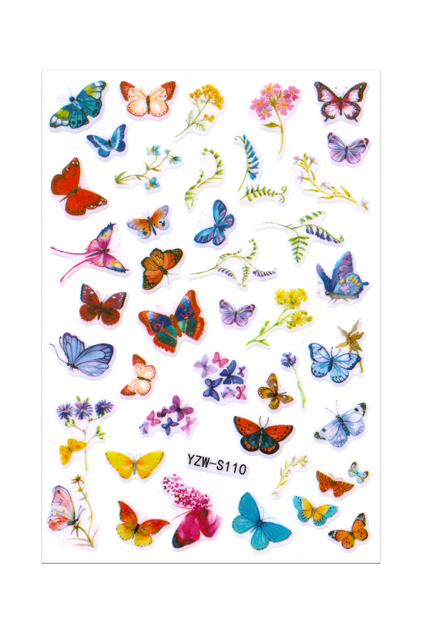 Renkli Kelebekler Tırnak Sticker Nail Art Tırnak Dövmesi