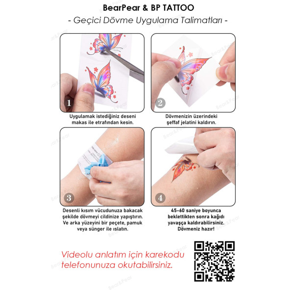 Hint Motifli Lotus Çiçeği Kalça Bel Geçici Dövme Tattoo - 3