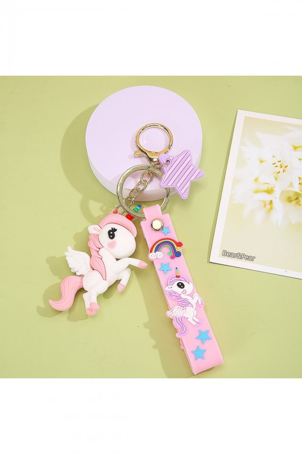 Yıldızlı Unicorn Anahtarlık ve Çanta Aksesuarı - 3