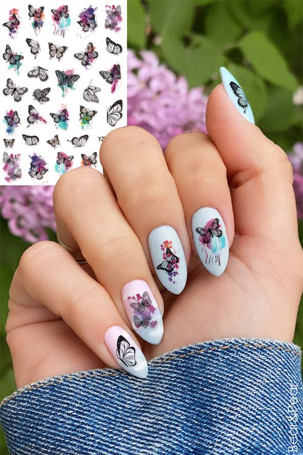 Kelebek Nail Art Sticker Tırnak Dövmesi