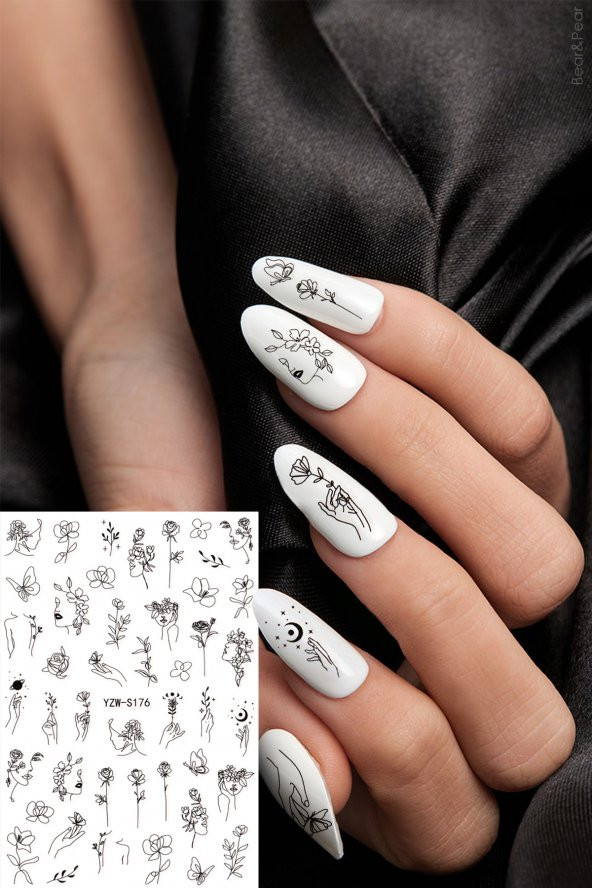 Flower Girl Nail Art Tırnak Sticker Çiçekli Tırnak Dövmesi