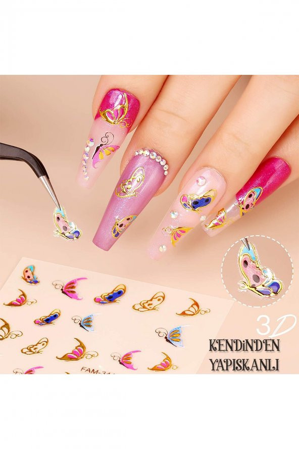 Renkli Gözler ve Yılan Tırnak Sticker Nail Art - Resim 2