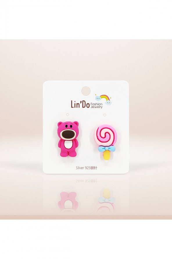 Lindo Candy Bear Renkli Çocuk Küpesi