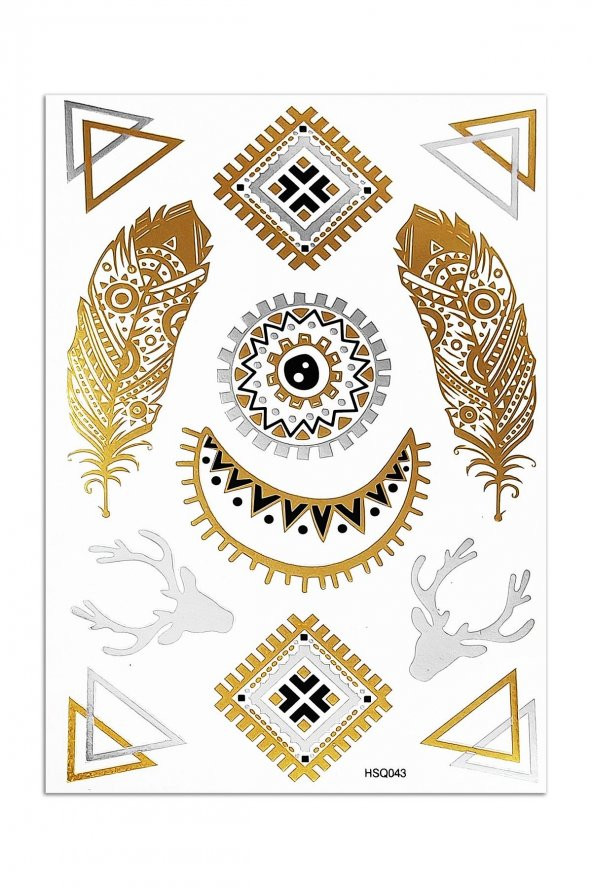 Gold Tattoo Metalik Kuş Tüyü Dövmesi