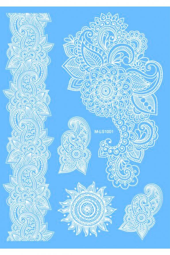 Beyaz Dövme Mandala Geçici Kadın Dövmesi