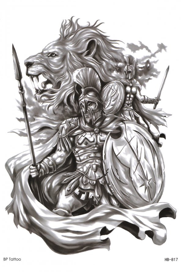 Warrior Spartalı Savaşçı Dövmesi Unisex Tattoo