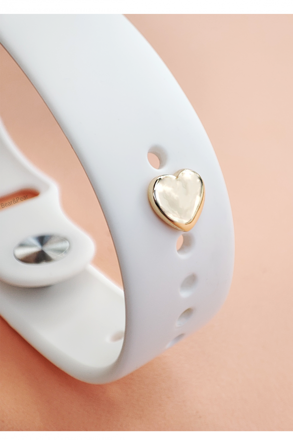 Apple Watch Uyumlu Akıllı Saat Kordonu Kalpli Charm Gold Renk