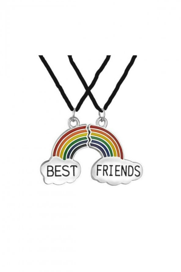 Best Friends Renkli Gökkuşağı 2li Metal Kolye