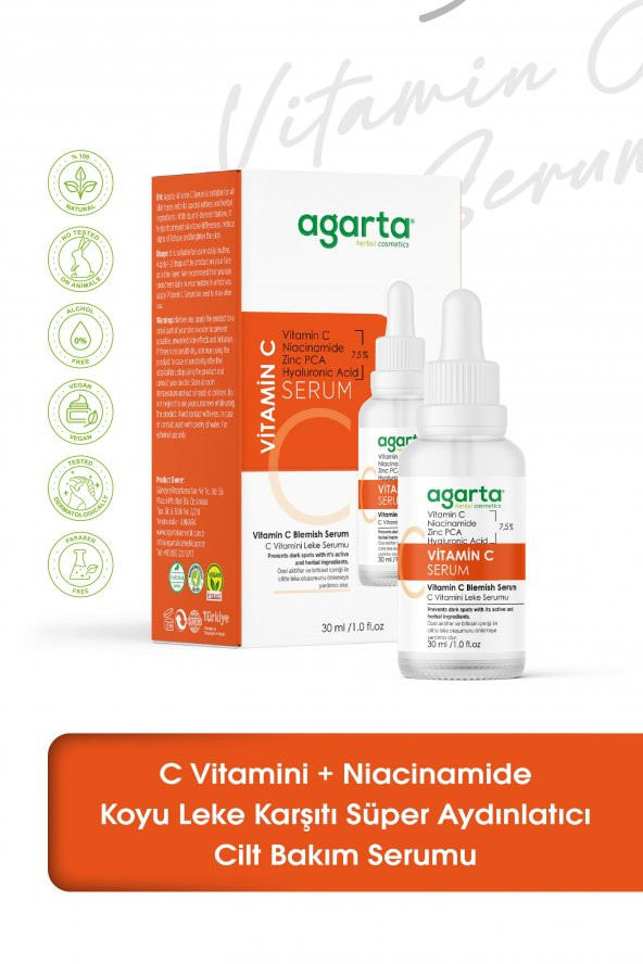 C Vitamini Serum Aydınlatıcı Koyu Leke Karşıtı (3,5 Vitamin C, Niacinamide, Zinc PCA)