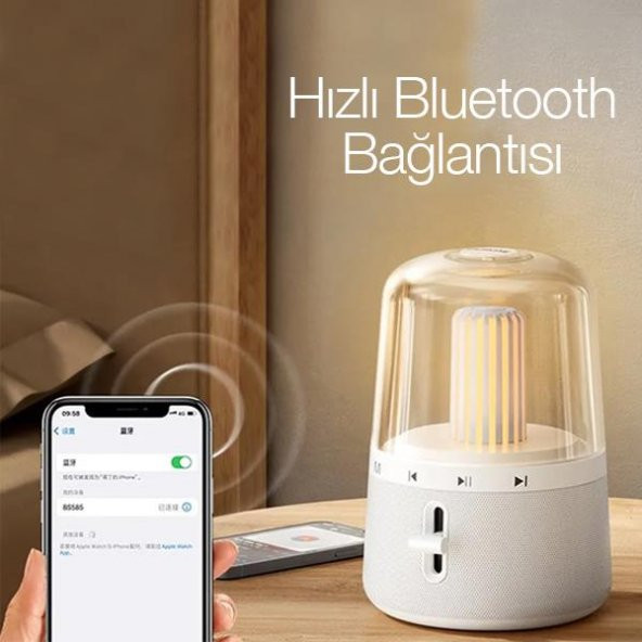 Coofbe 2İN1 Masaüstü Bluetooth Hoparlör Ve Ayarlanabilir Gece Lambası Dokunmatik Kamp Lambası Hoparlör - 4