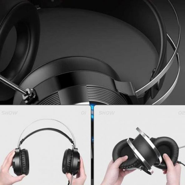 Coofbe Profesyonel Oyuncu Kulaklığı  3.5mm Jack RGB Işıklı Mikrofonlu 7.1 Stereo Katlanabilir Oyuncu Kulaklık - 5