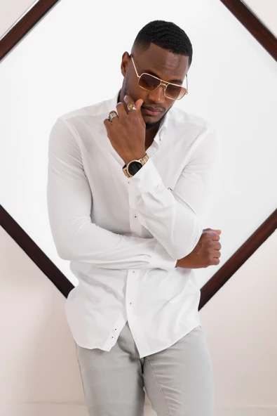 Paul Martin Slimfit Likralı Yaka Düğmeli Pamuklu Yazlık Uzun Kol Erkek Gömlek - 7