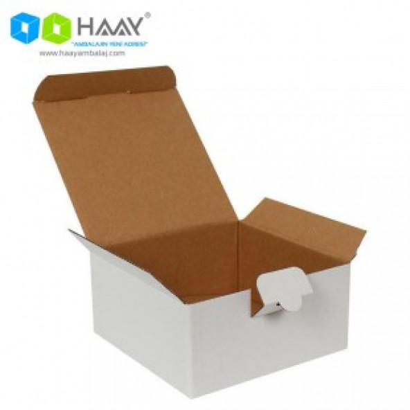 HAAY AMBALAJ 13,5x13,5x6,5cm Beyaz E-ticaret Kargo Kutusu (35 Adet) - 3