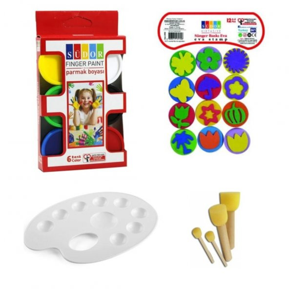 parmak boyası seti ponpon fırçalı ürün görseli 1