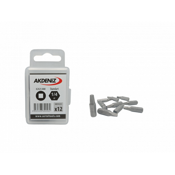 Akdeniz AKD/K225 1/4 Kare No.2x25 Mm 144 Adet Bits Uç