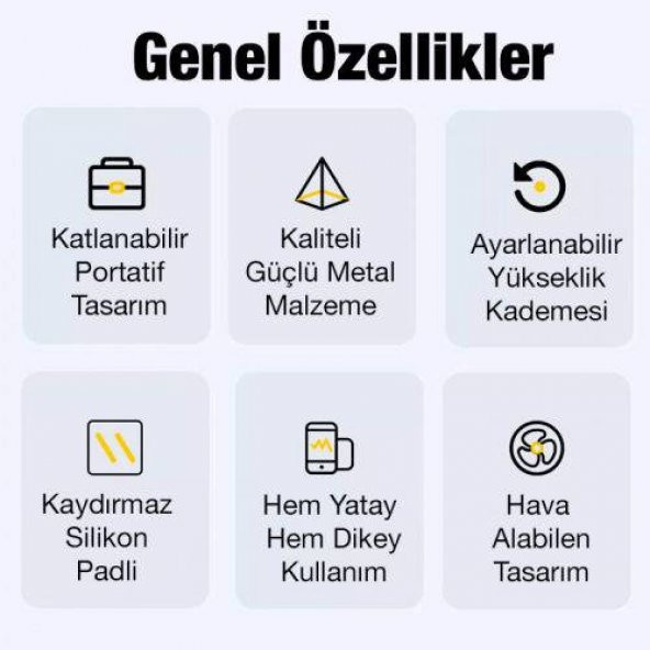 Coofbe Alüminyum Kaydırmaz Padli Katlanabilir Yükseklik Ayarlı Laptop Notebook Standı - 2