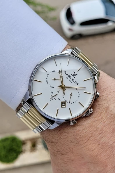Daniel Klein DKISTE542 Gold Gümüş Göstergeleri Aktif Fonksiyonlu Erkek Kol Saati - Resim 2